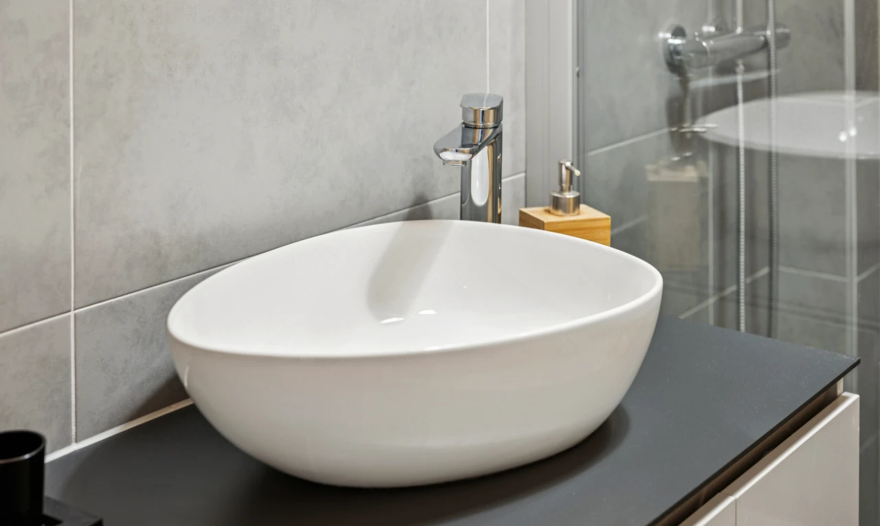 détails avec évier, douche, bathroom, wall, et interior