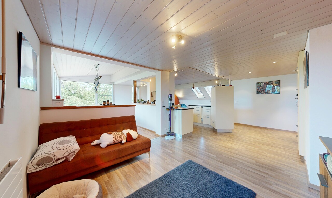 wohnzimmer mit holzfußboden, wood finish floor, inside property, natürliches licht, und natural light