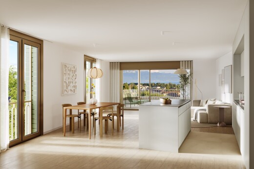 wohn- / esszimmer mit natural light, natürliches licht, inside property, drywall, und gipskartonwand