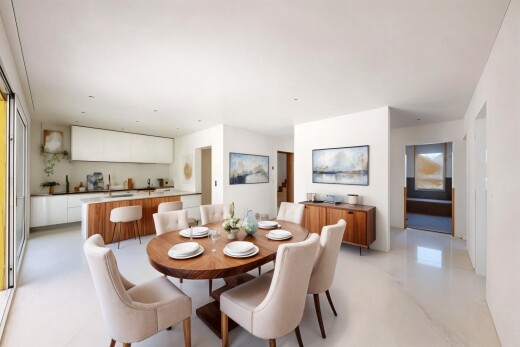 esszimmer mit virtually staged, inside property, gipskartonwand, drywall, und waschbecken