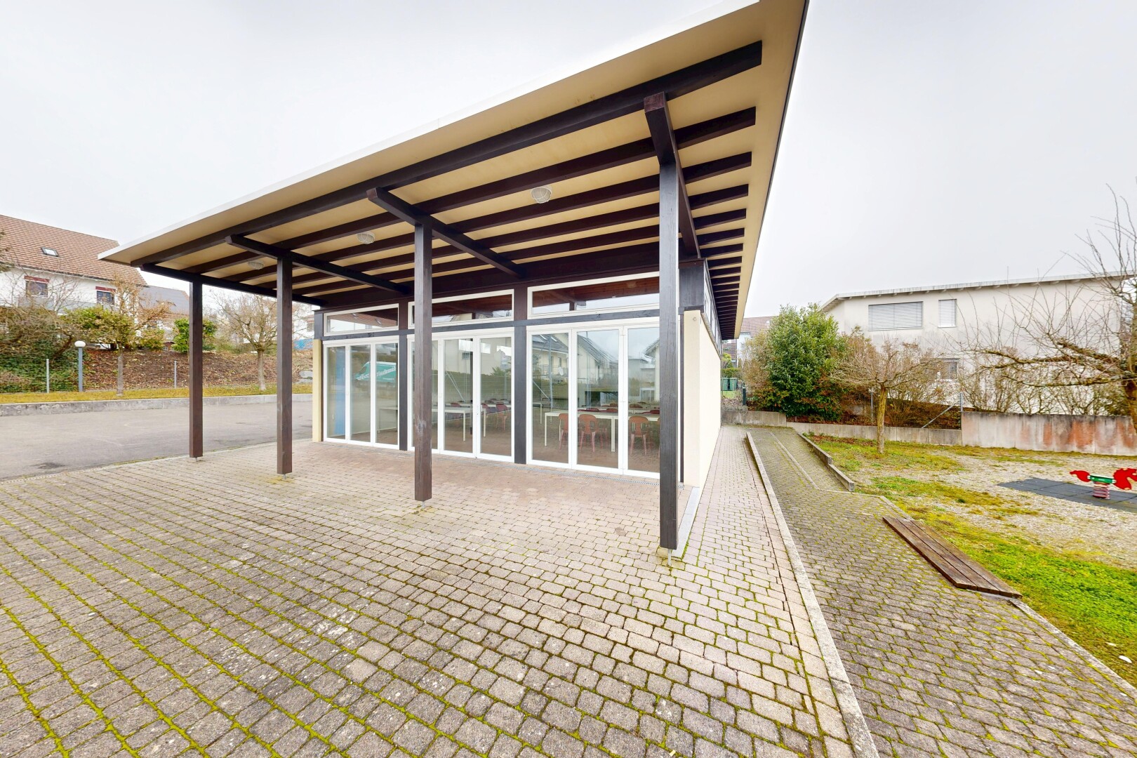 terrasse mit overcast, terrasse, und zaun