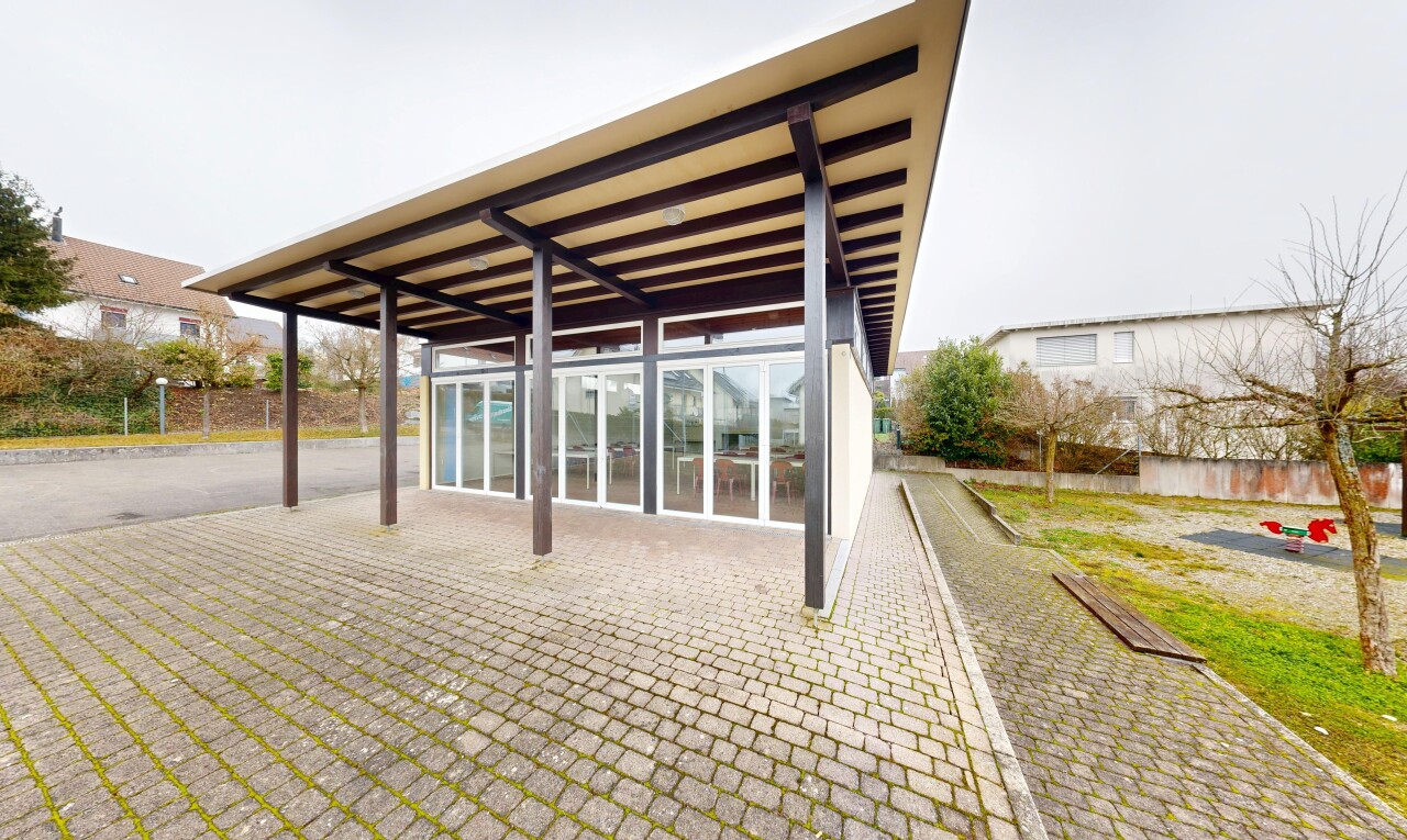 terrasse mit overcast, terrasse, und zaun