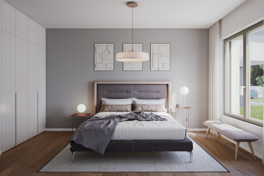 zimmer / schlafzimmer mit inside property, gipskartonwand, drywall, holzfußboden, und wood finish floor