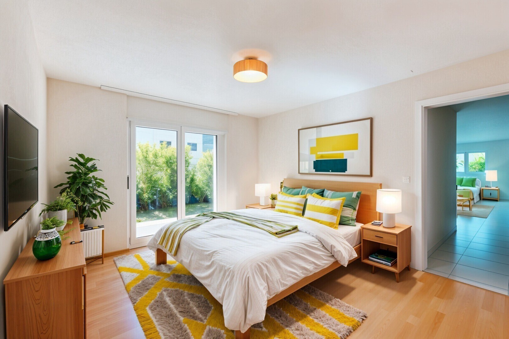 leerer raum mit inside property, natural light, natürliches licht, wood finish floor, und holzfußboden