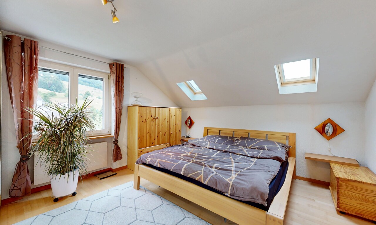 zimmer / schlafzimmer mit dachfenster, natürliches licht, deckenbeleuchtung, zusätzliches zimmer, und vaulted ceiling