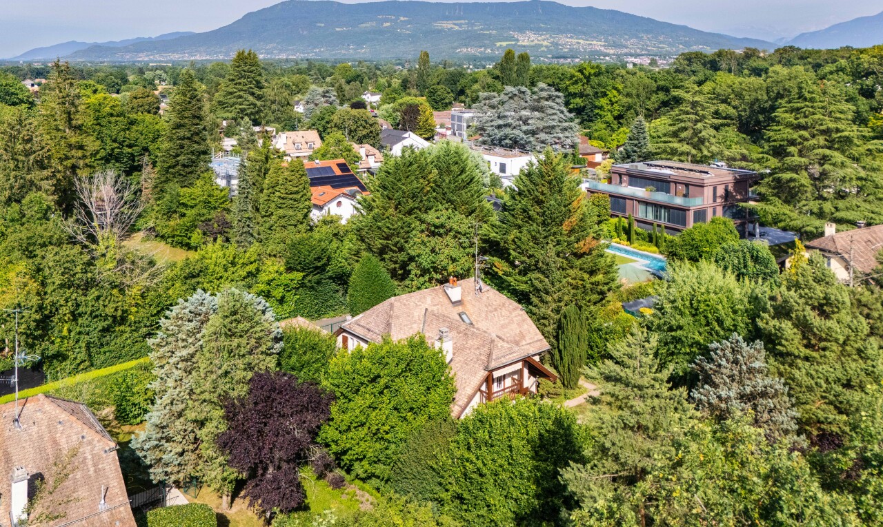 view of mountain background featuring a heavily wooded area