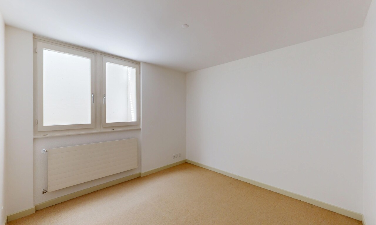 empty room featuring radiator and light carpet