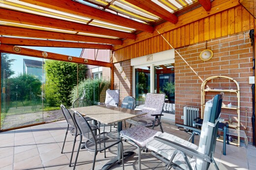 terrasse mit essbereich im freien, terrasse, from property, und kühler