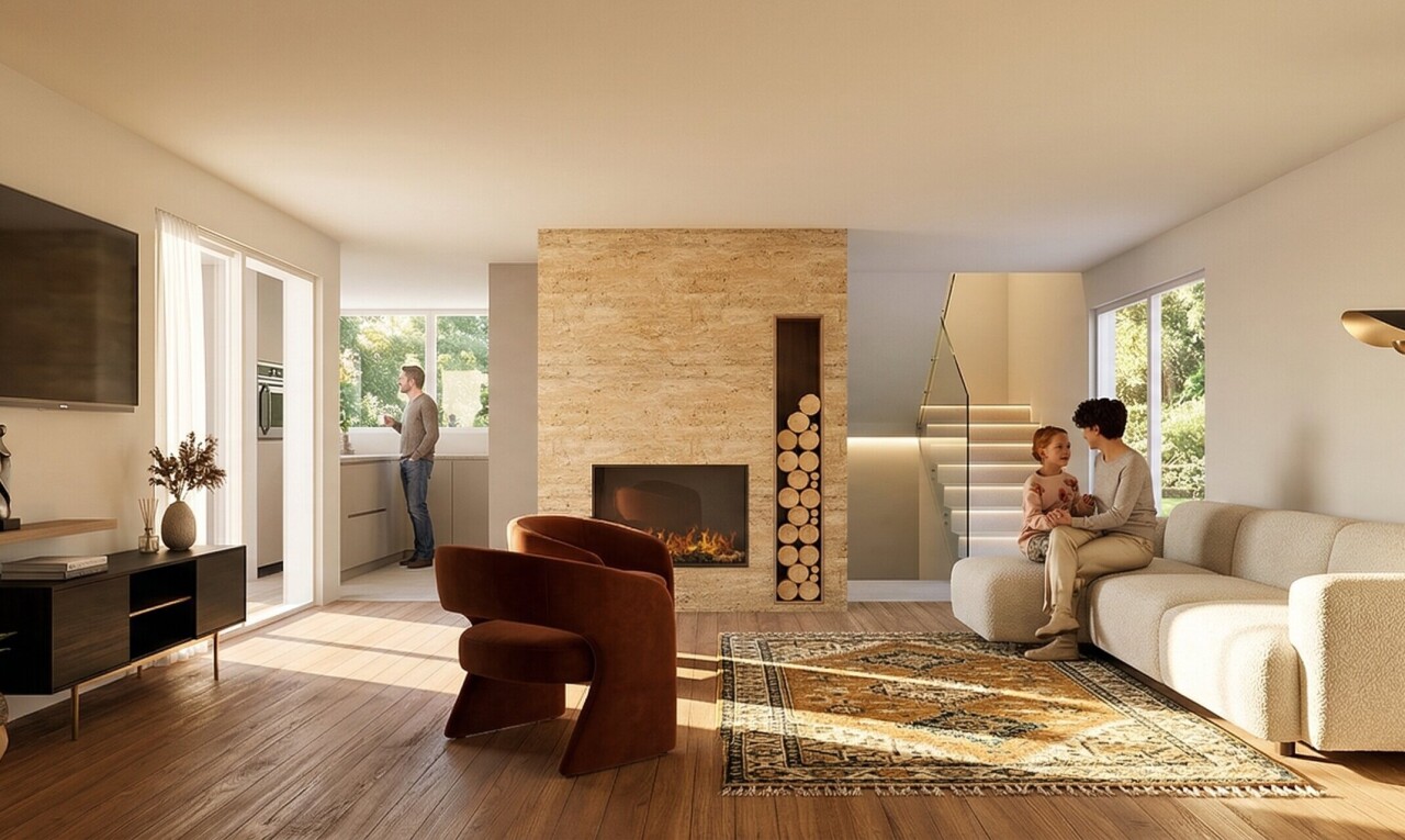 living room featuring a fireplace, wood finished floors, and healthy amount of natural light