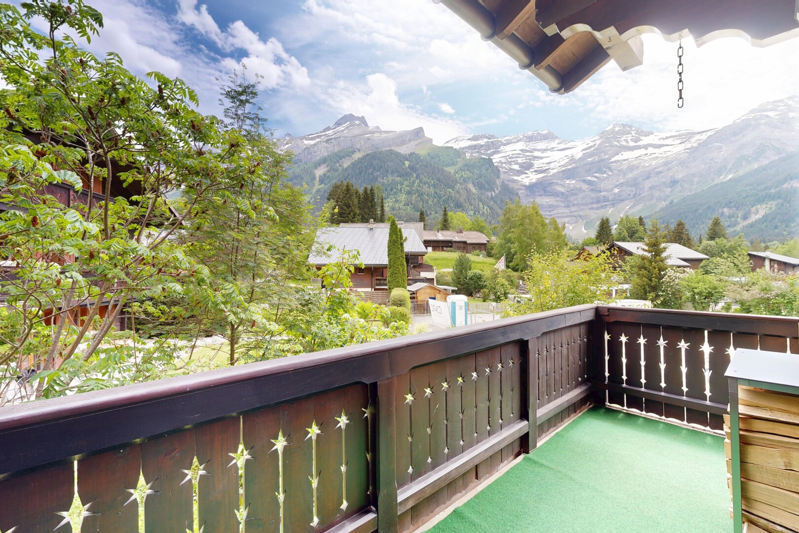 balcony with a mountain view