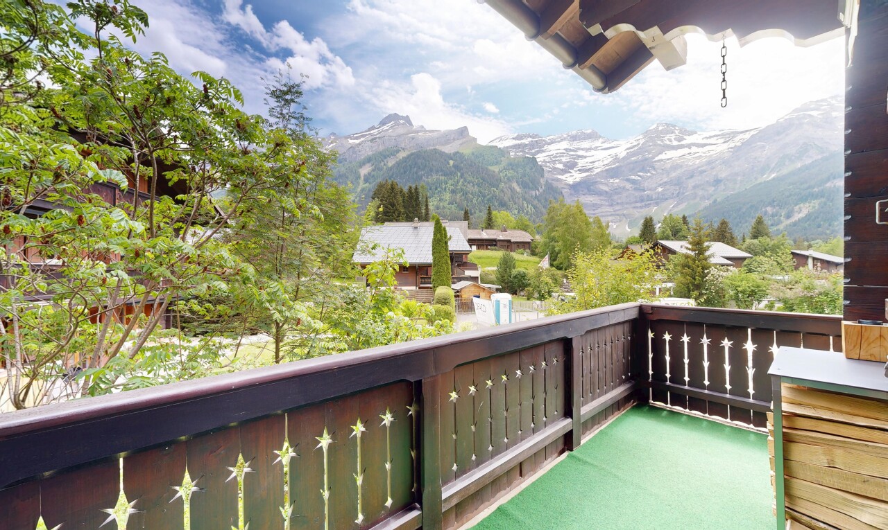 balcony with a mountain view