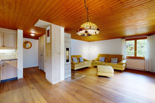 salon avec inside property, sol en finition bois, wood finish floor, plafond en bois, et wood ceiling