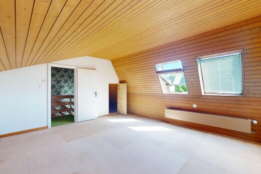 leerer raum mit holzdecke, wood ceiling, inside property, natürliches licht, und natural light