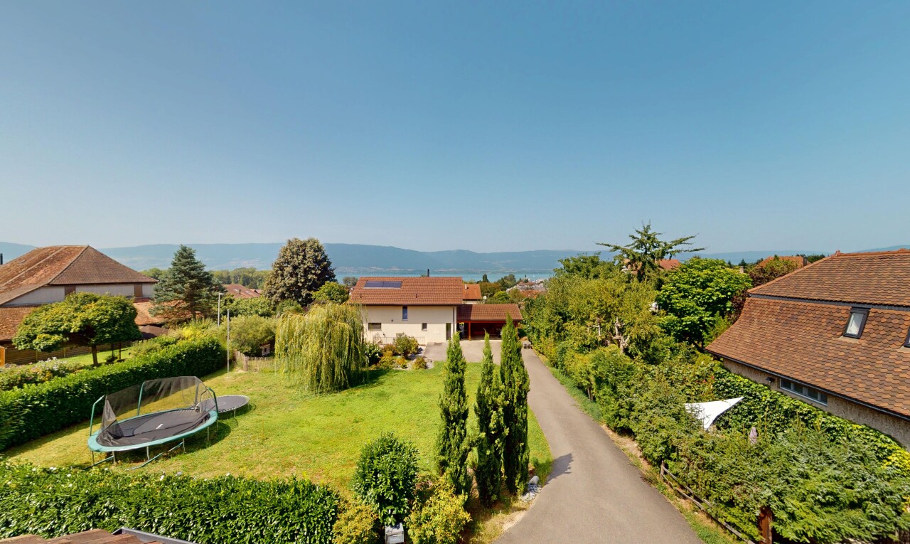 jardin avec trampoline et day time