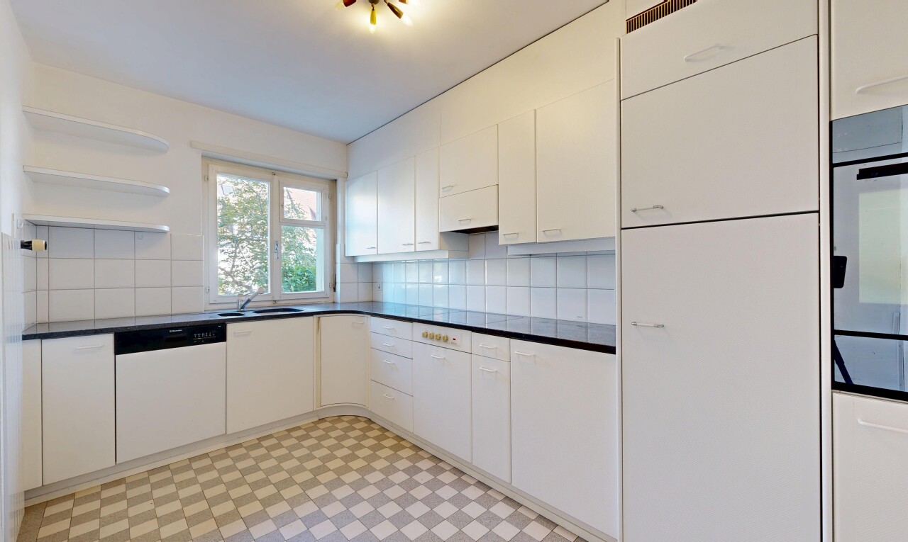 küche mit dark countertops, arbeitsplatten, vinylboden, vinyl floor, und light floor