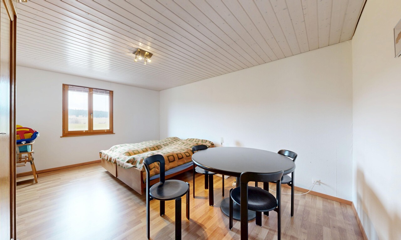 room / bedroom with light wood-style flooring and wooden ceiling