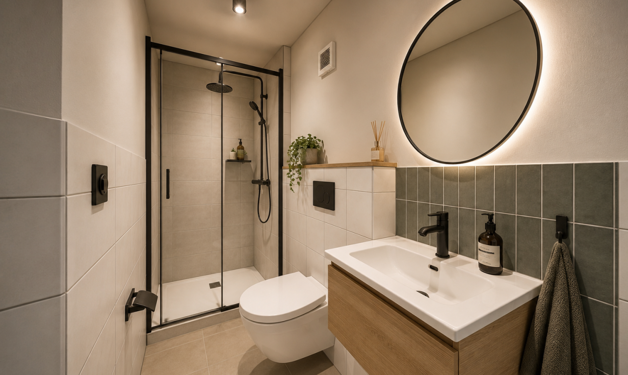 salle de bains avec toilette, évier, inside property, tile floor, et sol en carrelage