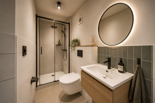salle de bains avec toilette, évier, inside property, tile floor, et sol en carrelage