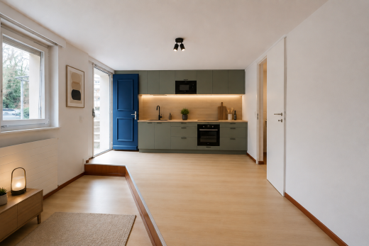 pièce vide avec wood finish floor, sol en finition bois, inside property, natural light, et lumière naturelle
