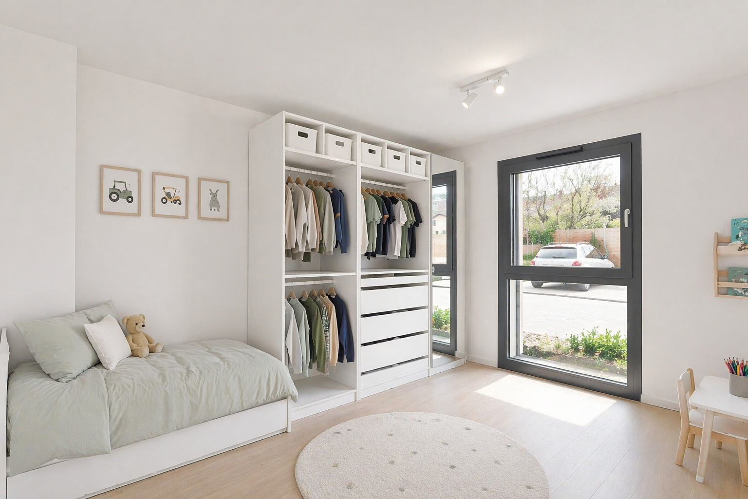 walk in closet with light wood-style floors