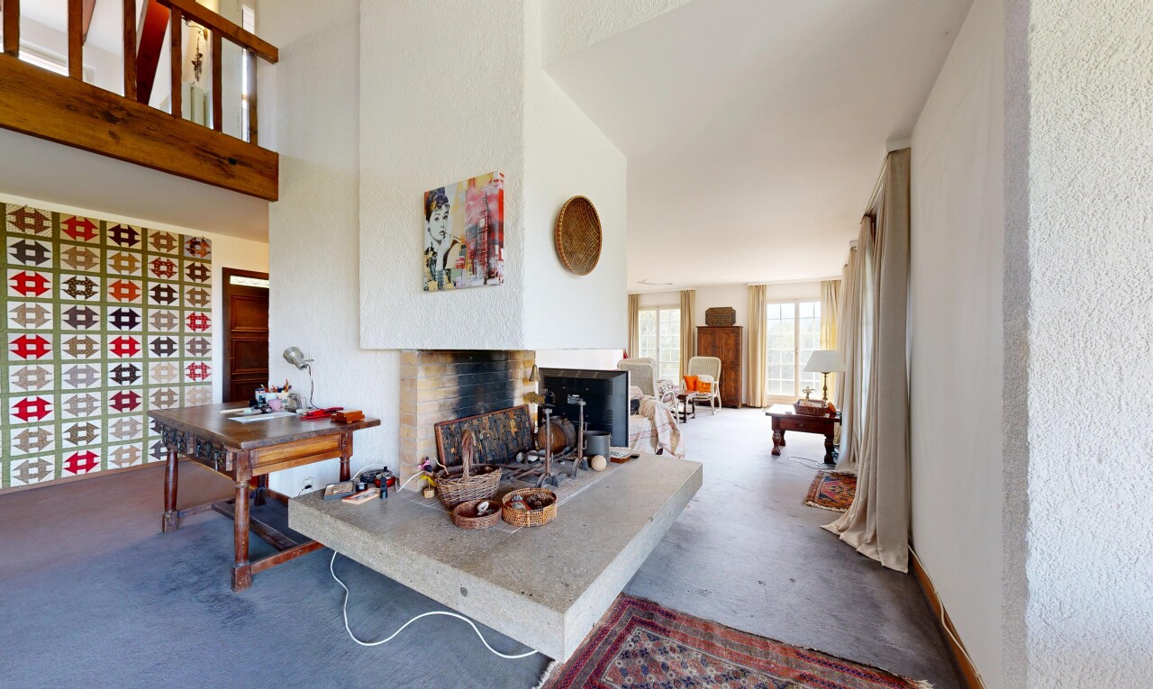 salon avec cheminée et inside property