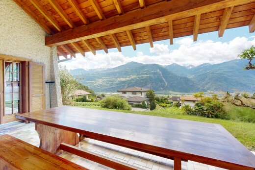 balkon mit blick auf die berge, mountain view, from property, und day time
