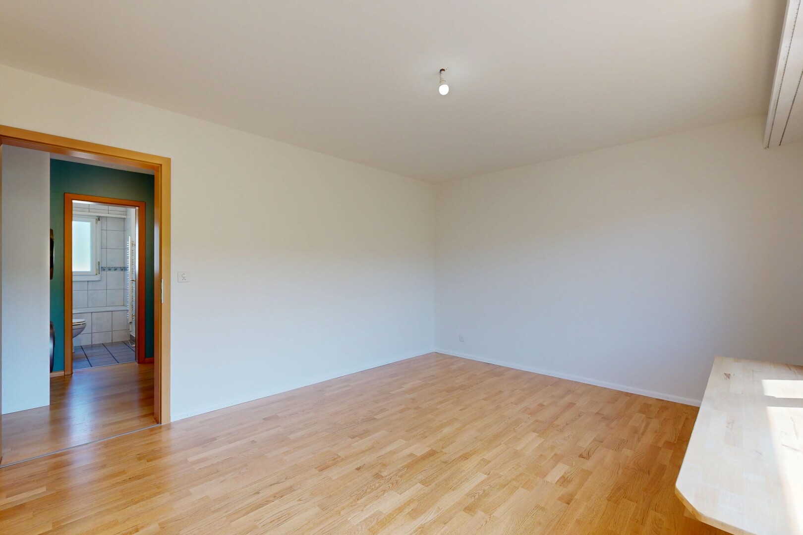 pièce vide avec inside property, sol en finition bois, wood finish floor, cloison sèche, et drywall
