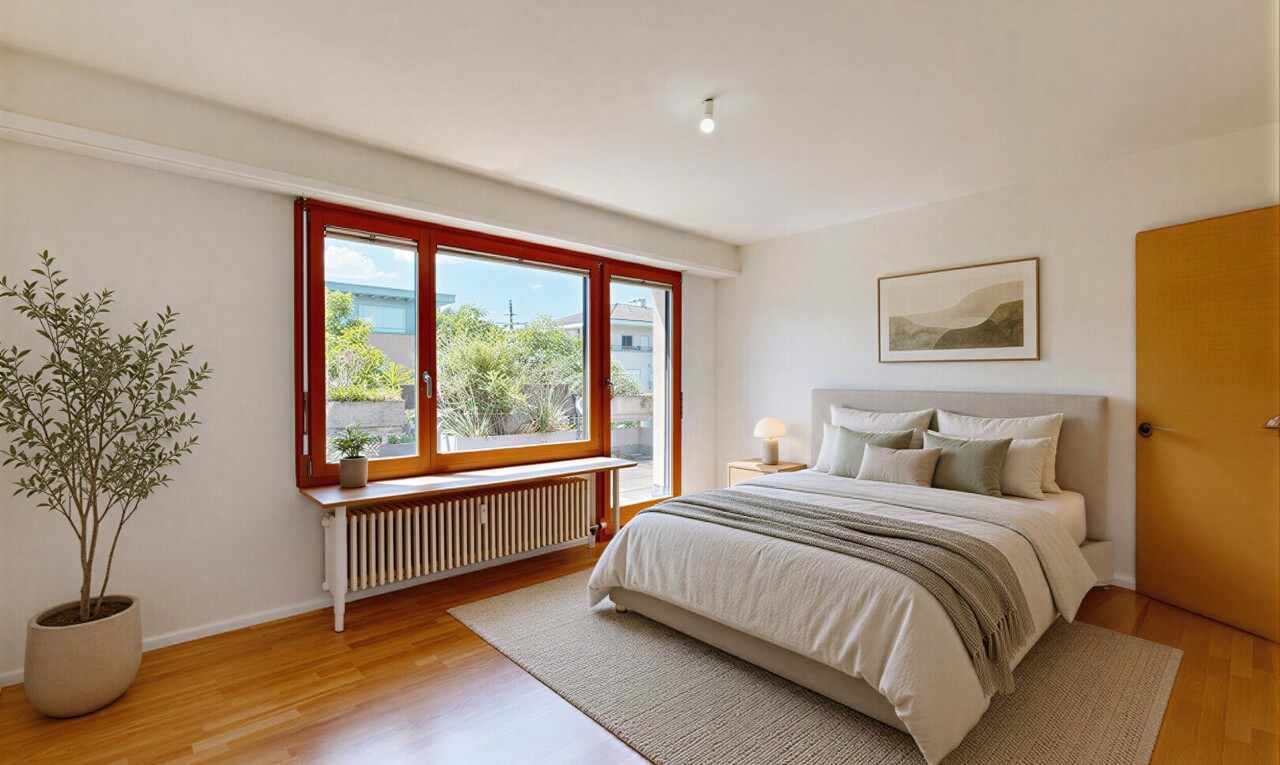 pièce vide avec day time, wood finish floor, sol en finition bois, radiateur, et inside property