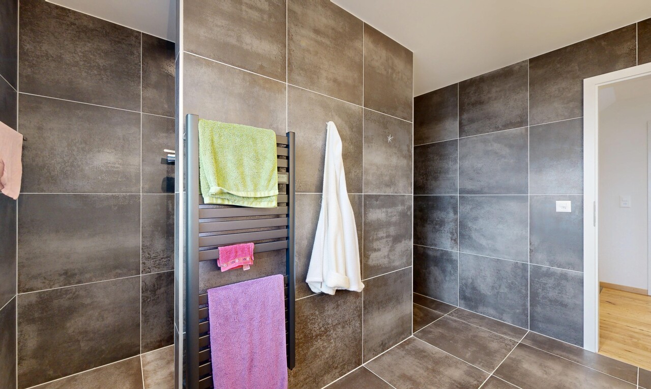 bad mit komplettes badezimmer, dusche, inside property, handtuchwärmer, und hundewaschstation