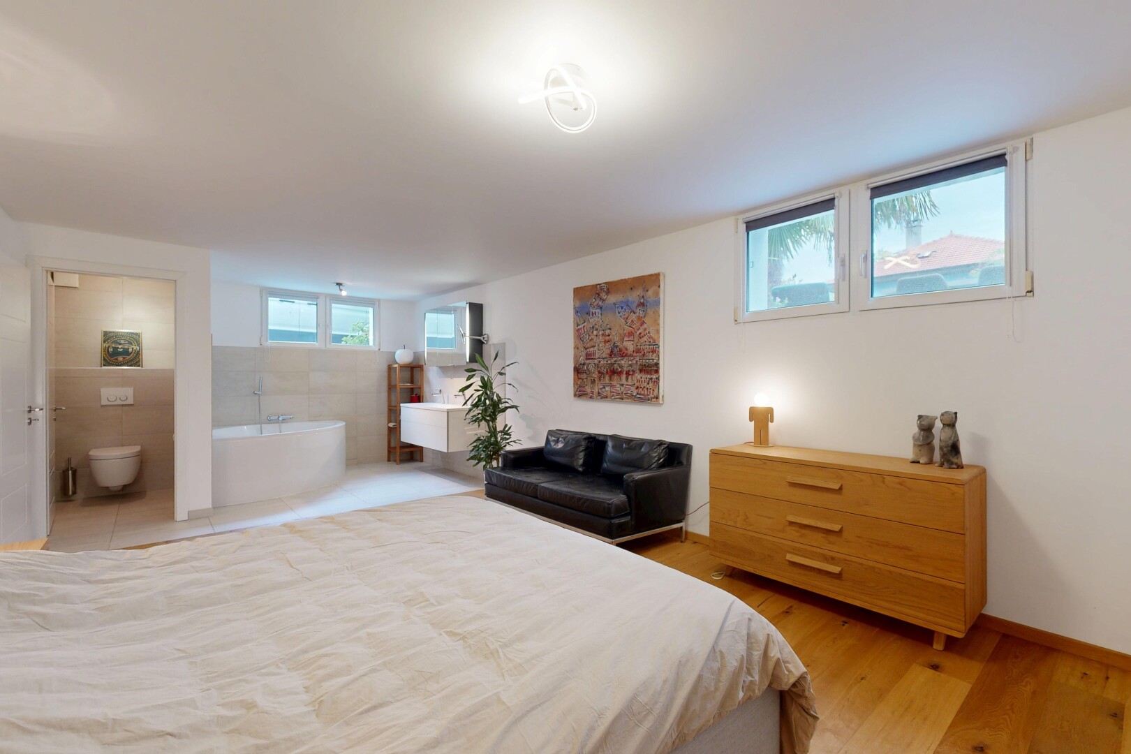 chambre avec sous-sol, natural light, lumière naturelle, drywall, et cloison sèche