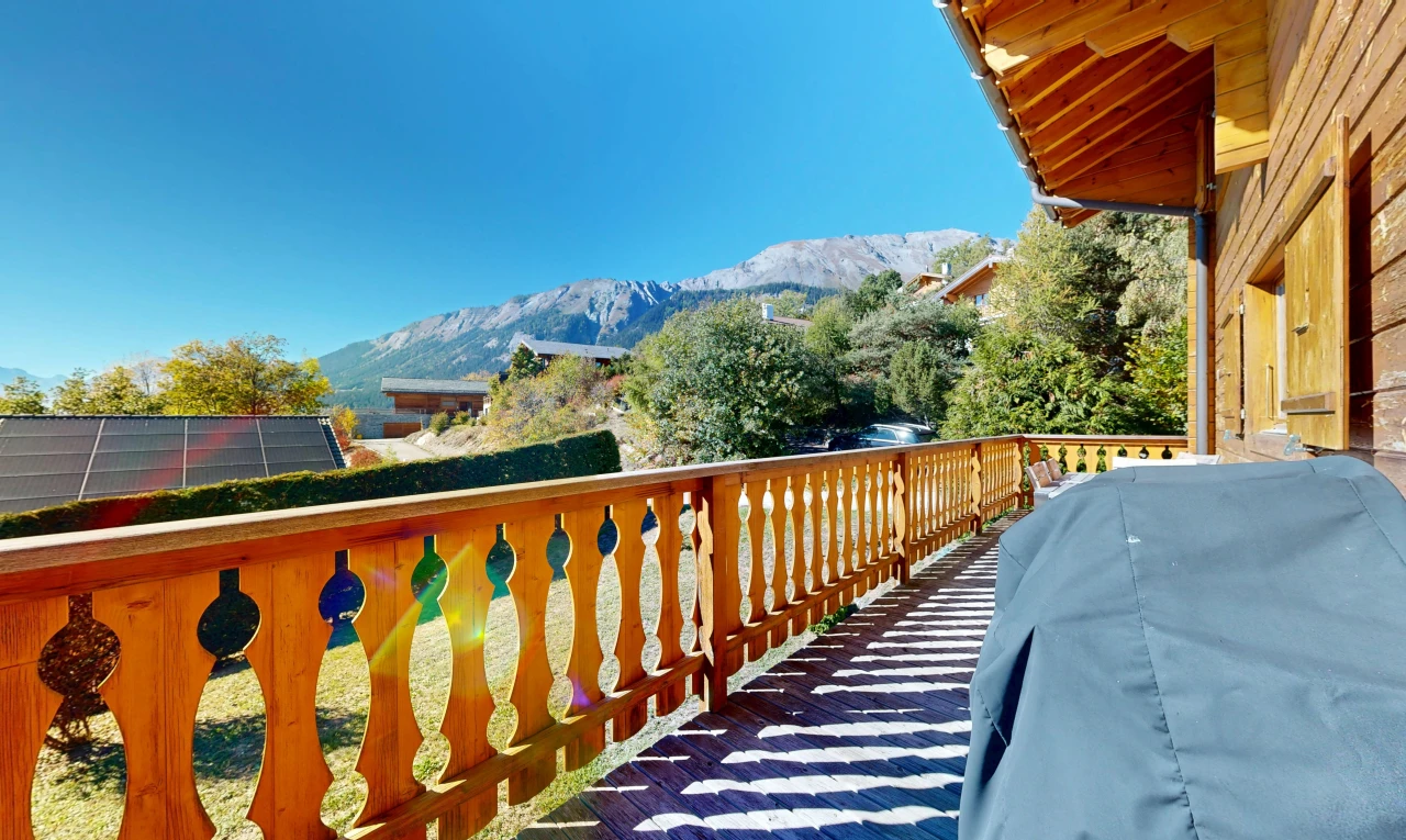 balcony with a mountain view