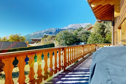 balcony with a mountain view