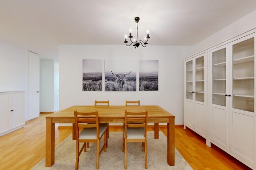 esszimmer mit gipskartonwand, drywall, inside property, holzfußboden, und wood finish floor