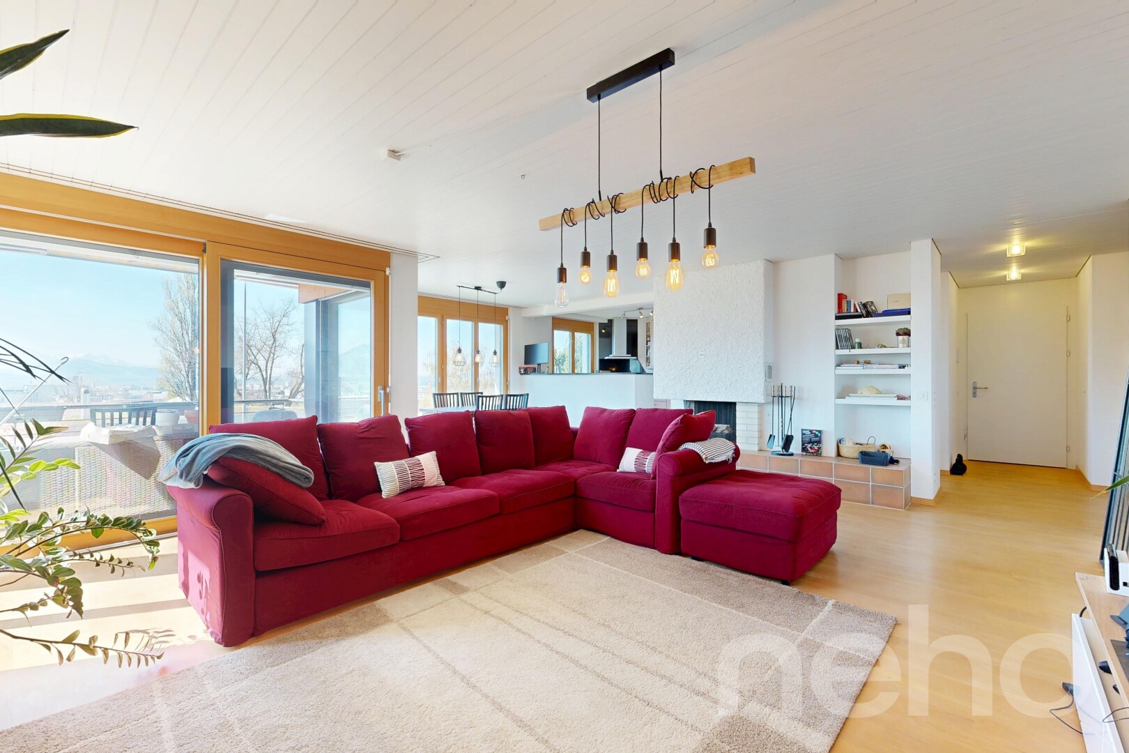 living area with light wood-style flooring