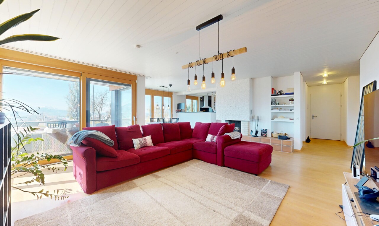 living area with light wood-style flooring