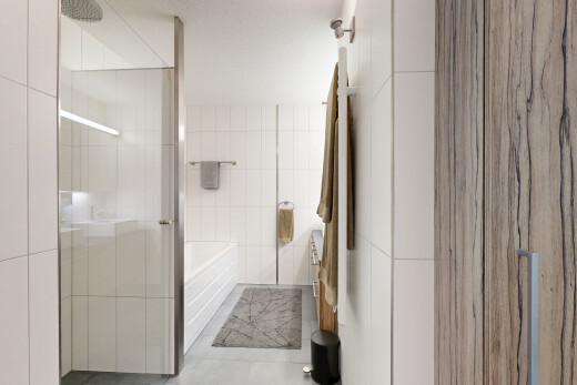 bad mit komplettes badezimmer, fliesenwand, tile wall, bad, und dusche