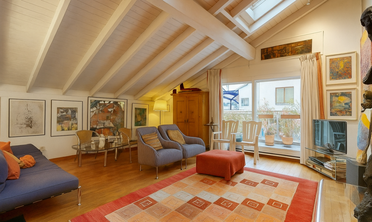 living room featuring light wood finished floors, a skylight, and wooden ceiling