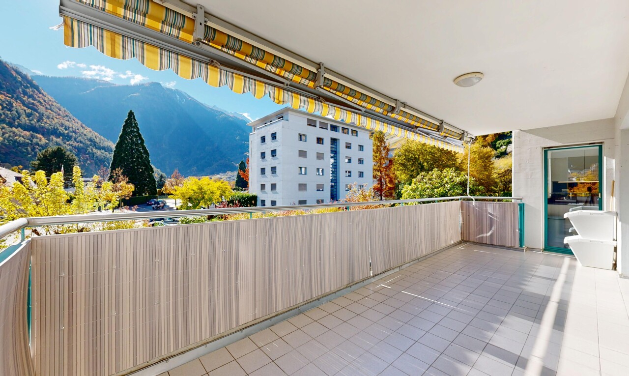 terrace with a mountain view and a patio area