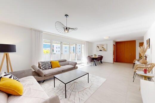 salon / salle à manger avec lumière naturelle, natural light, inside property, cloison sèche, et drywall