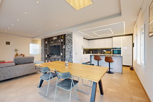 living room with light tile patterned floors