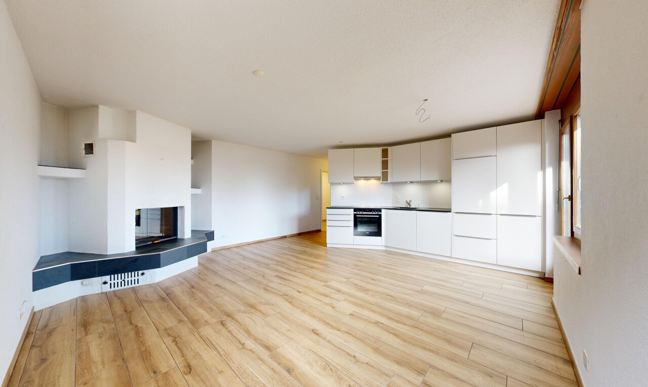 salon avec light floor, sol en finition bois, wood finish floor, inside property, et cheminée