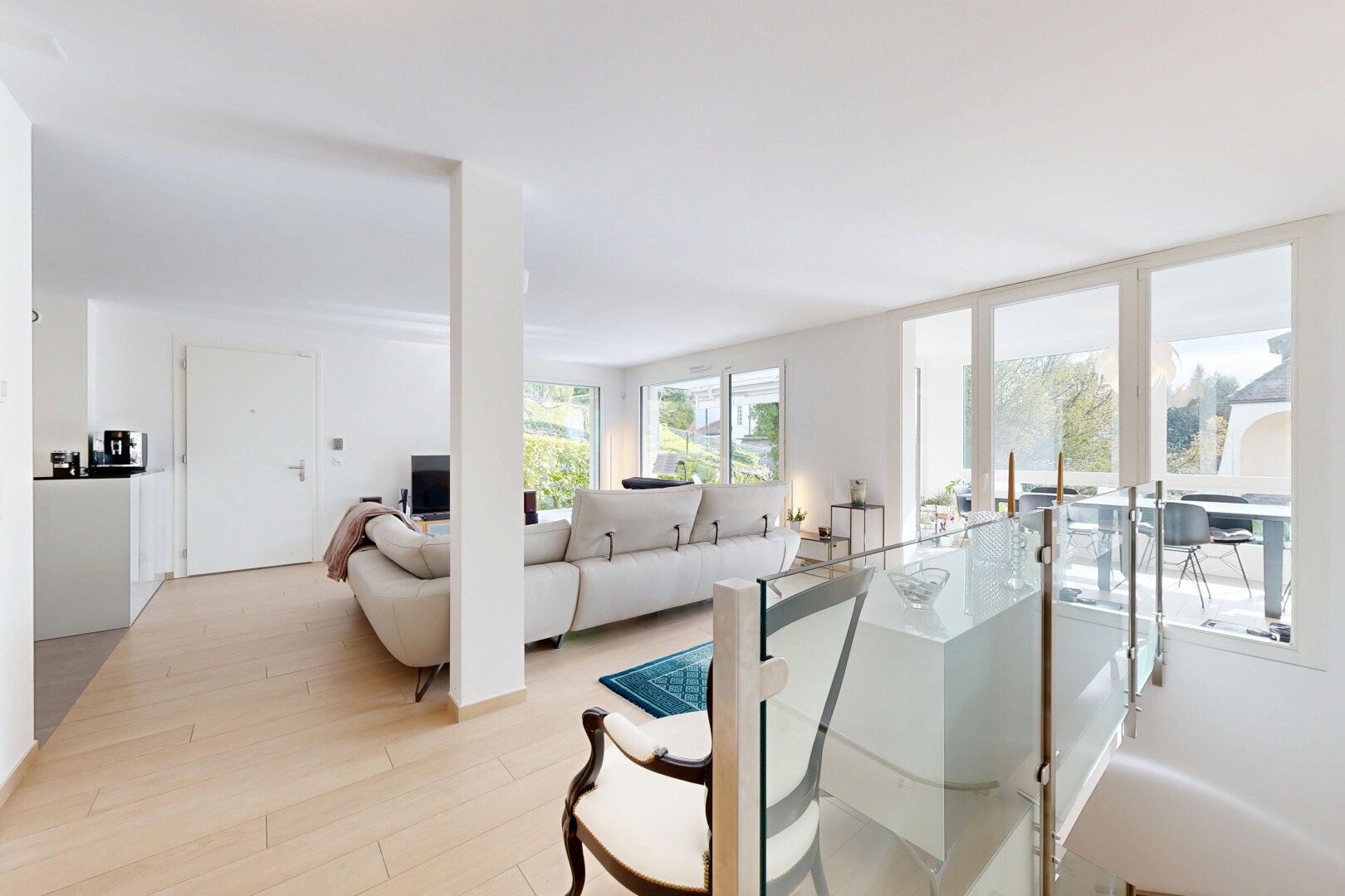 living room featuring light wood-style flooring