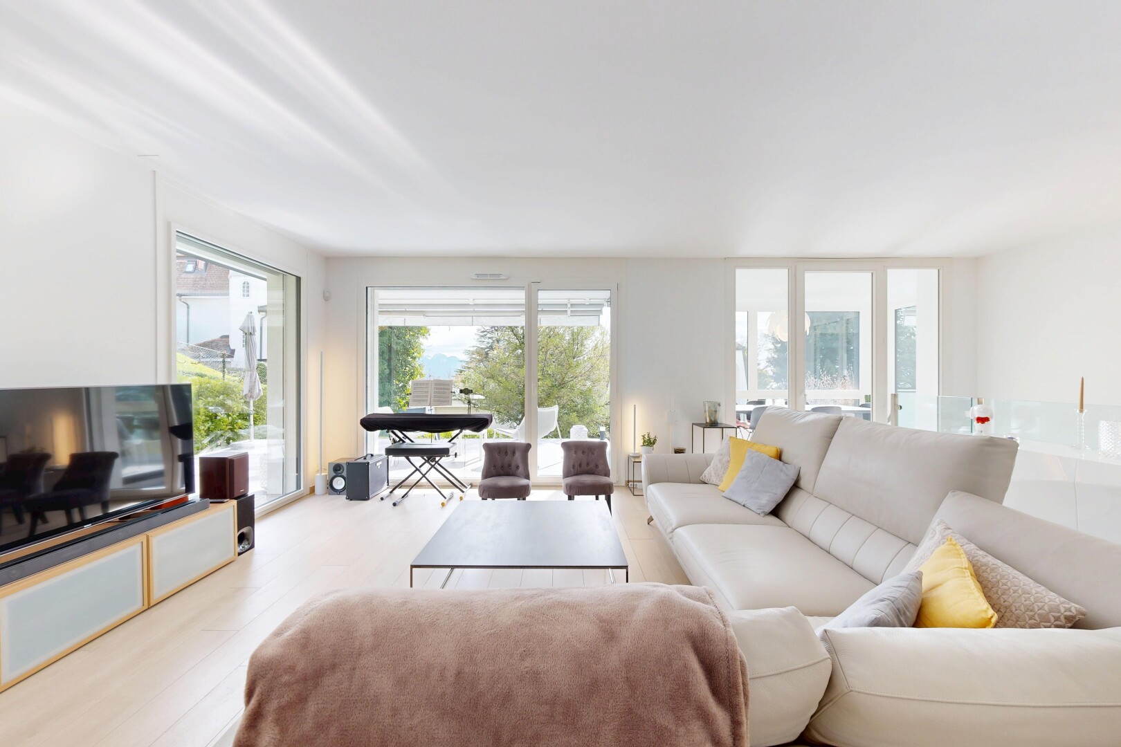 living room with wood finished floors