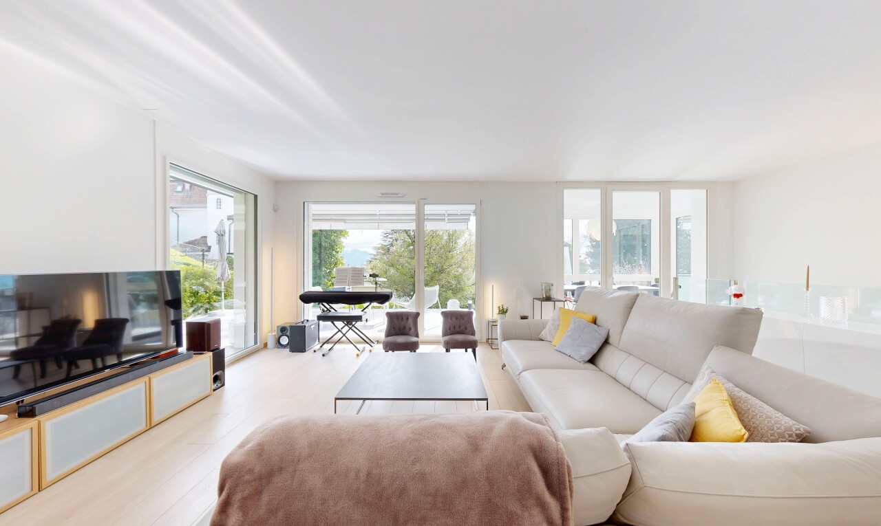 living room with wood finished floors