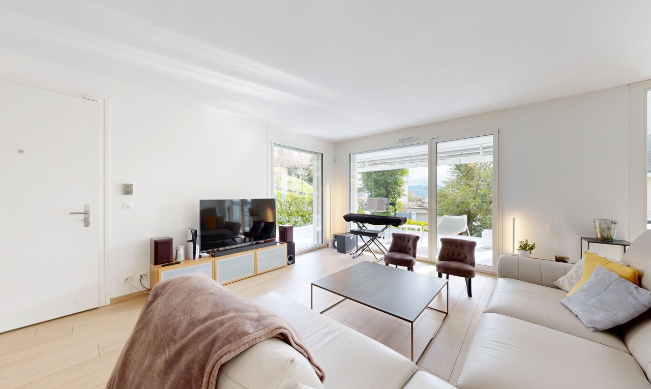living room with light wood-style flooring