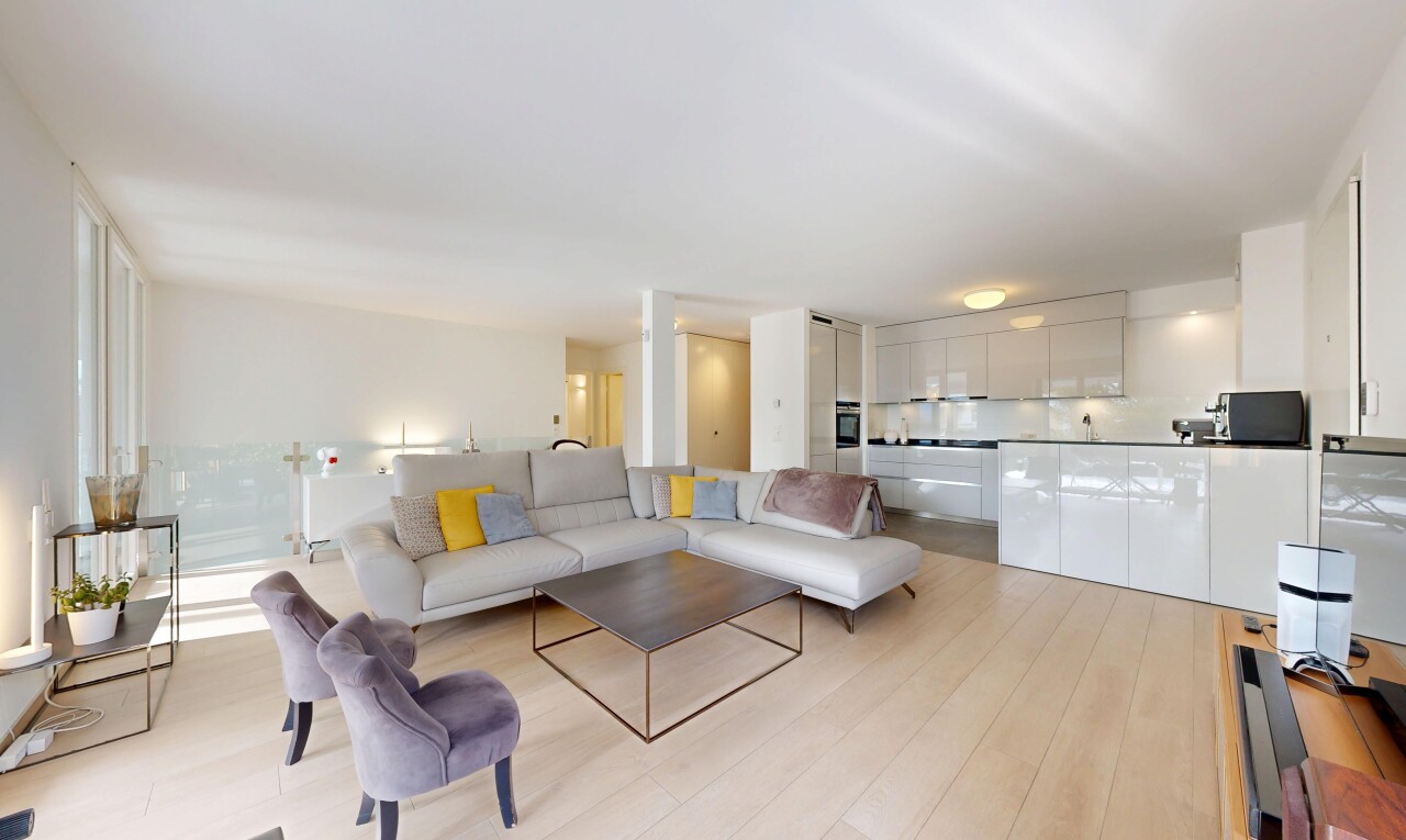 living room with light wood-style floors