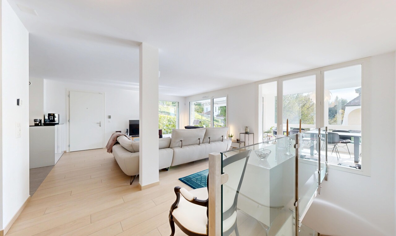 living room featuring light wood-style flooring