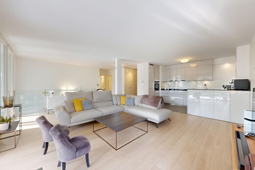 living room with light wood-style floors