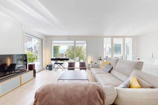 living room with wood finished floors