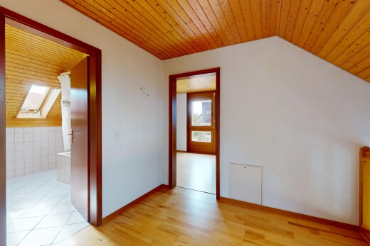 pièce vide avec lumière naturelle, natural light, inside property, plafond voûté, et vaulted ceiling